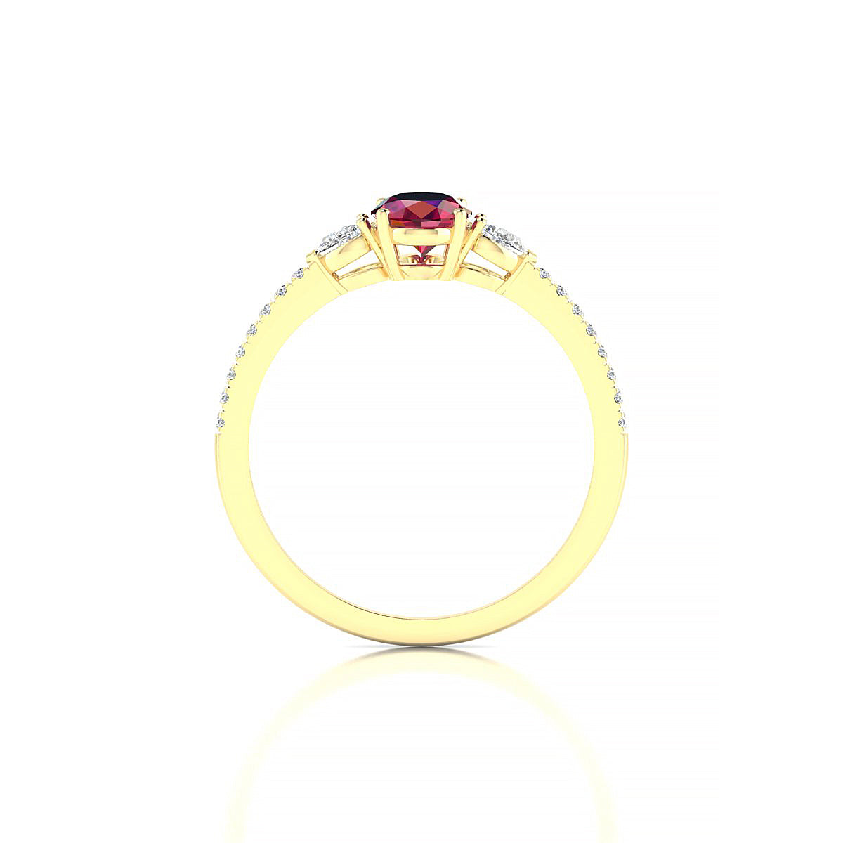 Waterfall | 18k Yellow Gold 7 x 5 mm Oval Ruby Ring