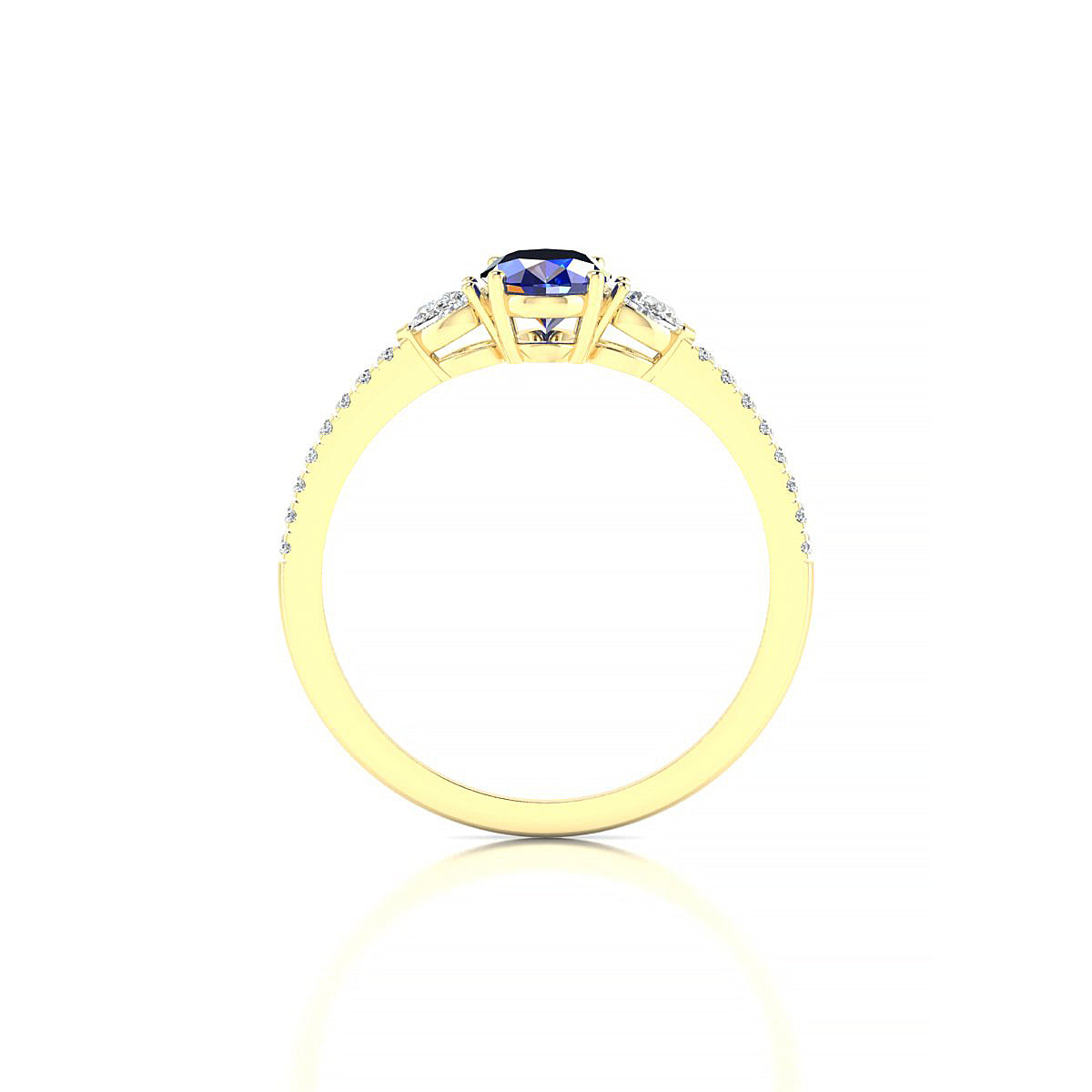 Waterfall | 18k Yellow Gold 7 x 5 mm Oval Sapphire Ring