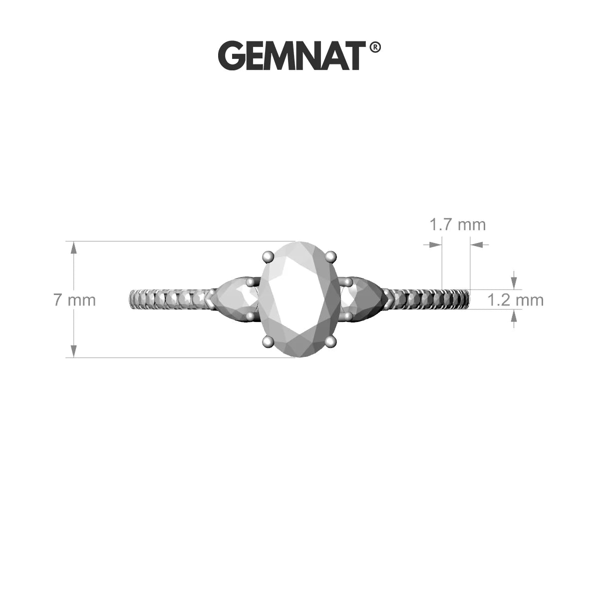 Waterfall | 18k White Gold 7 x 5 mm Oval Diamond Ring