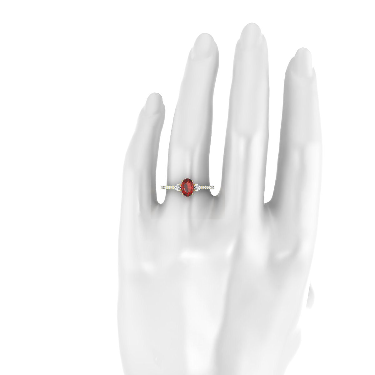 Waterfall | 18k Yellow Gold 7 x 5 mm Oval Garnet Ring