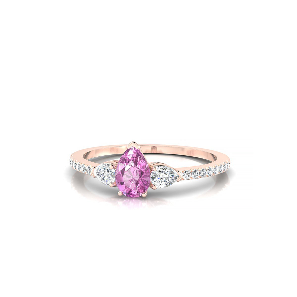 Waterfall | 18k Rose Gold 6 x 4 mm Pear Pink Sapphire Ring