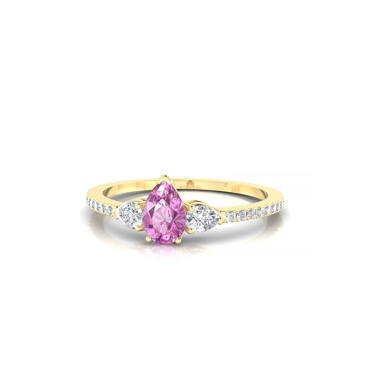 Waterfall | 18k Yellow Gold 6 x 4 mm Pear Pink Sapphire Ring