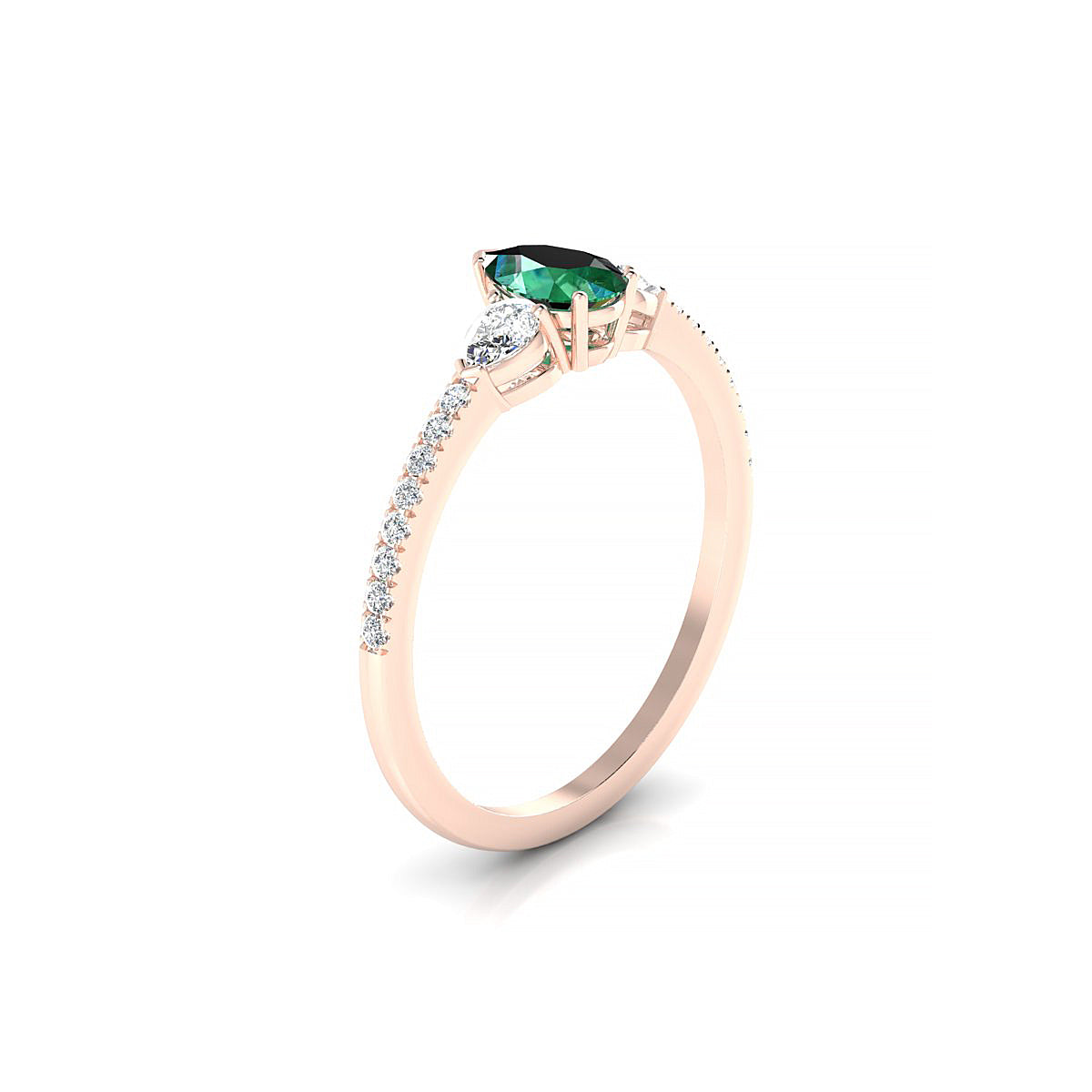Waterfall | 18k Rose Gold 6 x 4 mm Pear Emerald Ring