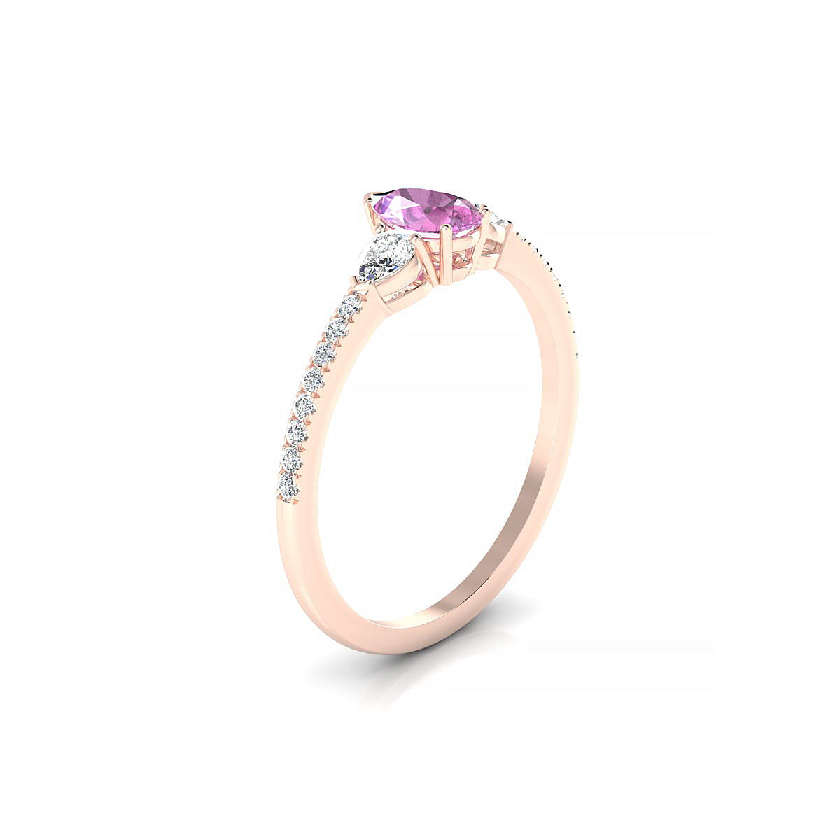 Waterfall | 18k Rose Gold 6 x 4 mm Pear Pink Sapphire Ring