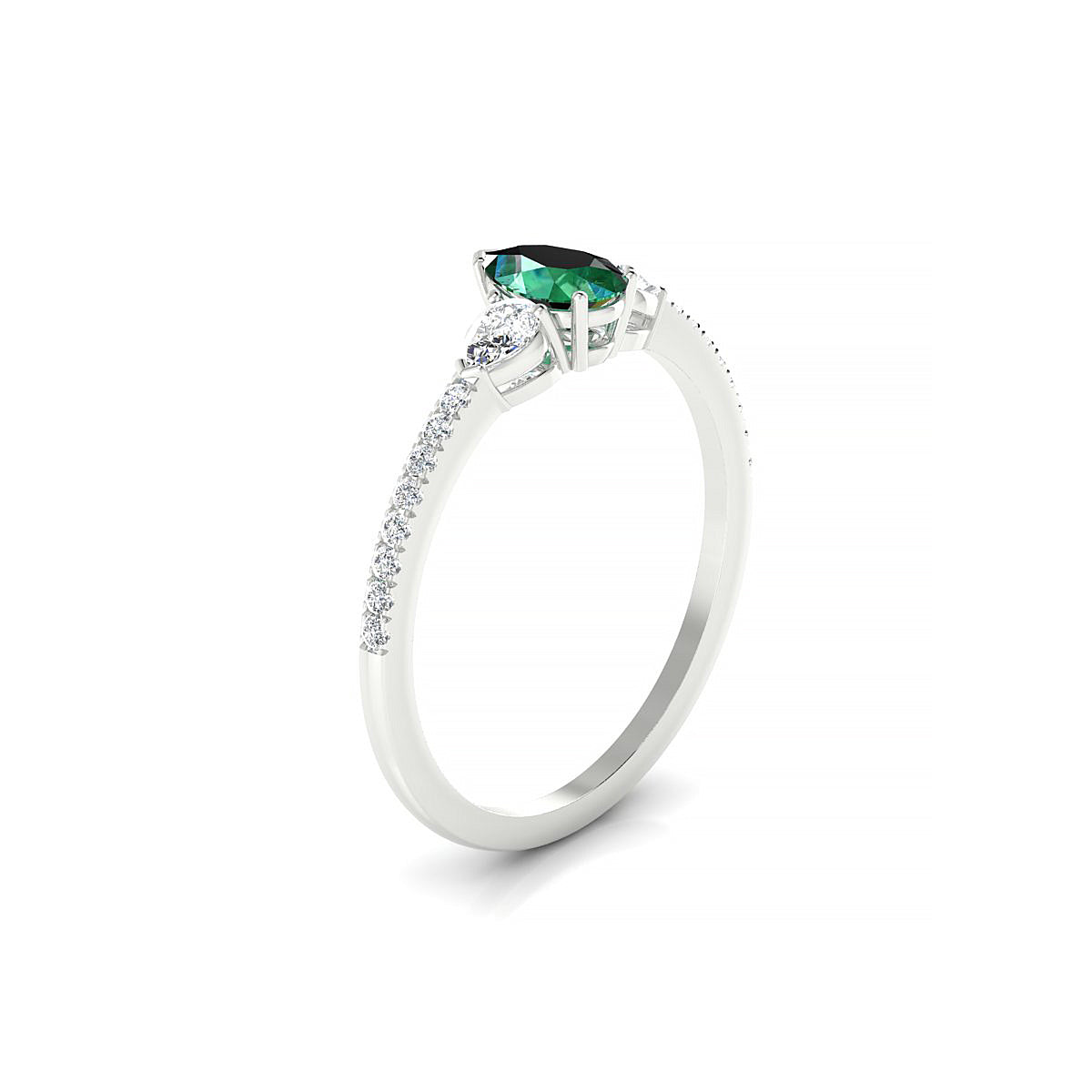 Waterfall | 18k White Gold 6 x 4 mm Pear Emerald Ring