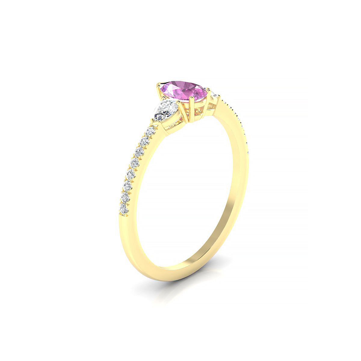 Waterfall | 18k Yellow Gold 6 x 4 mm Pear Pink Sapphire Ring