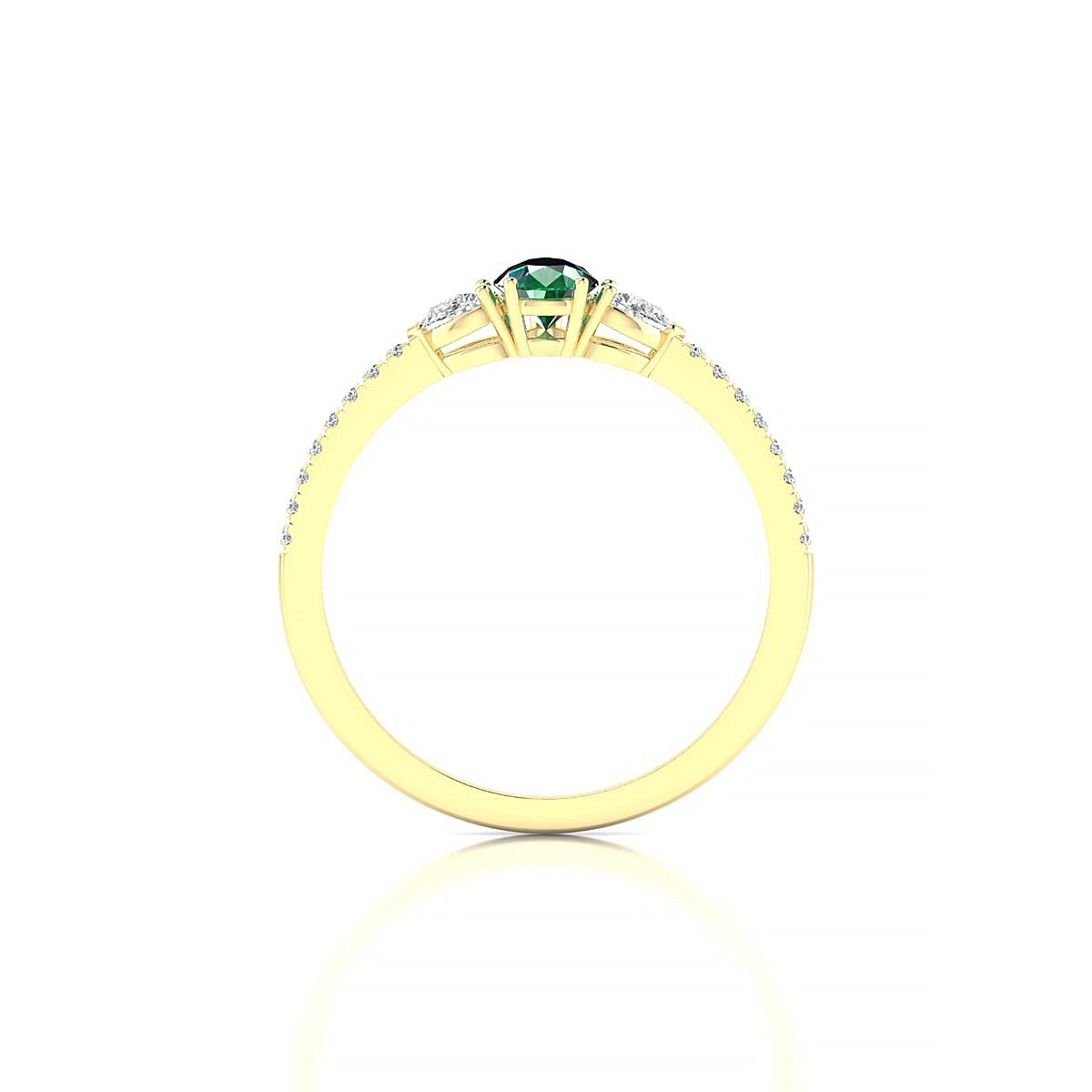 Waterfall | 18k Yellow Gold 6 x 4 mm Pear Emerald Ring