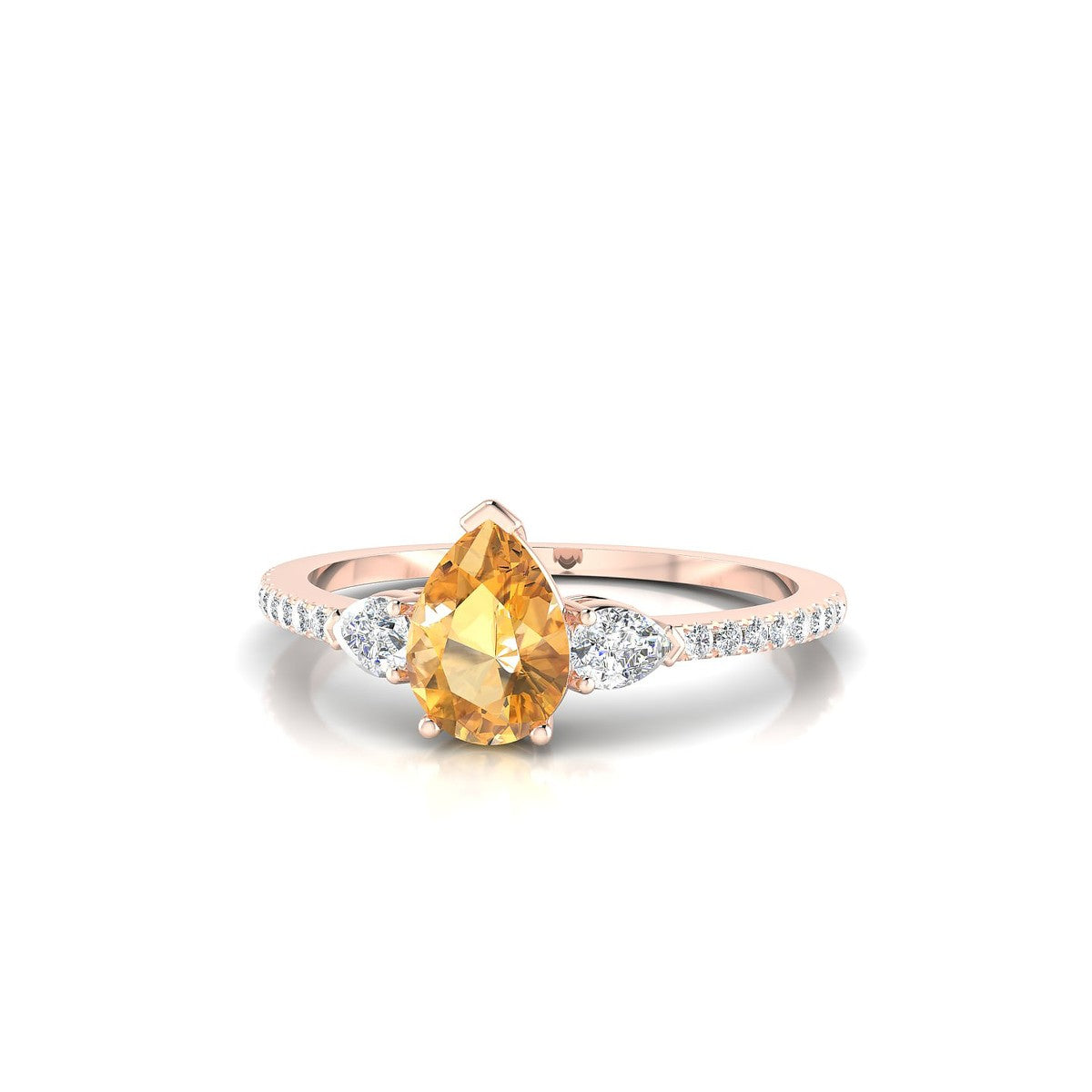 Waterfall | 18k Rose Gold 7 x 5 mm Pear Citrine Ring