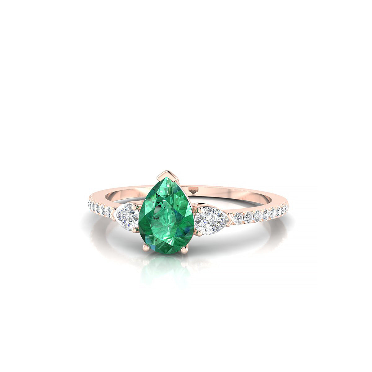 Waterfall | 18k Rose Gold 7 x 5 mm Pear Emerald Ring