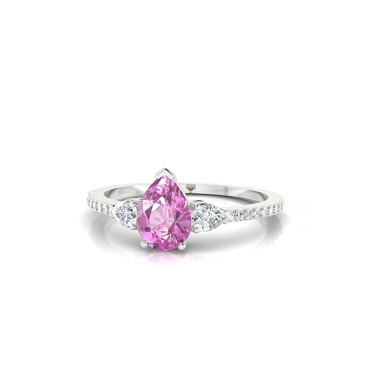 Waterfall | 18k White Gold 7 x 5 mm Pear Pink Sapphire Ring