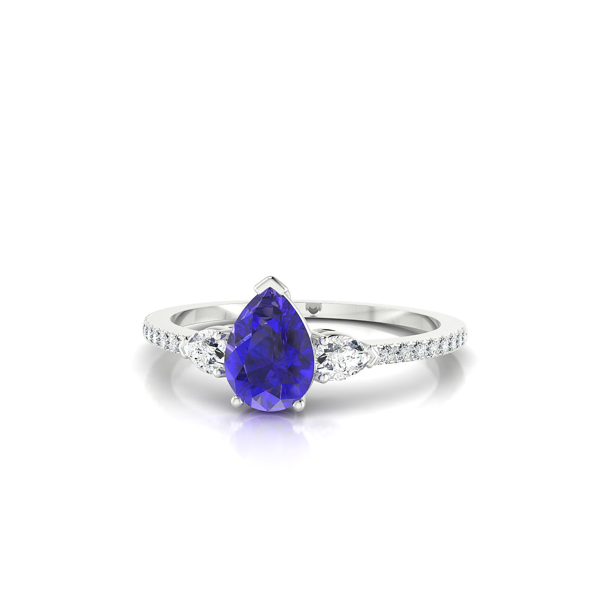Waterfall | 18k White Gold 7 x 5 mm Pear Tanzanite Ring