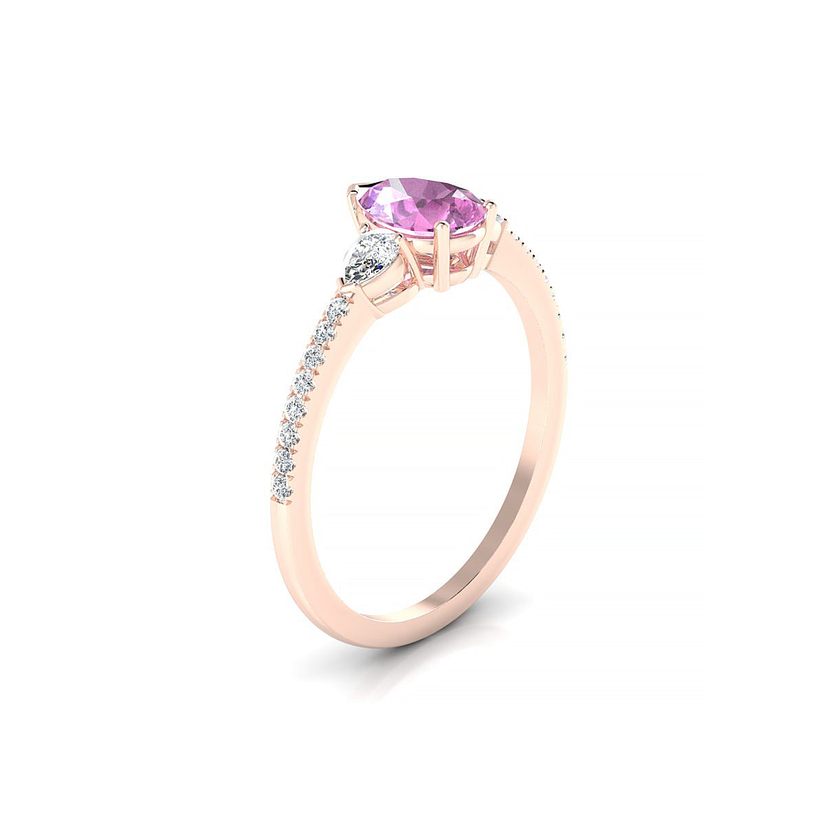Waterfall | 18k Rose Gold 7 x 5 mm Pear Pink Sapphire Ring