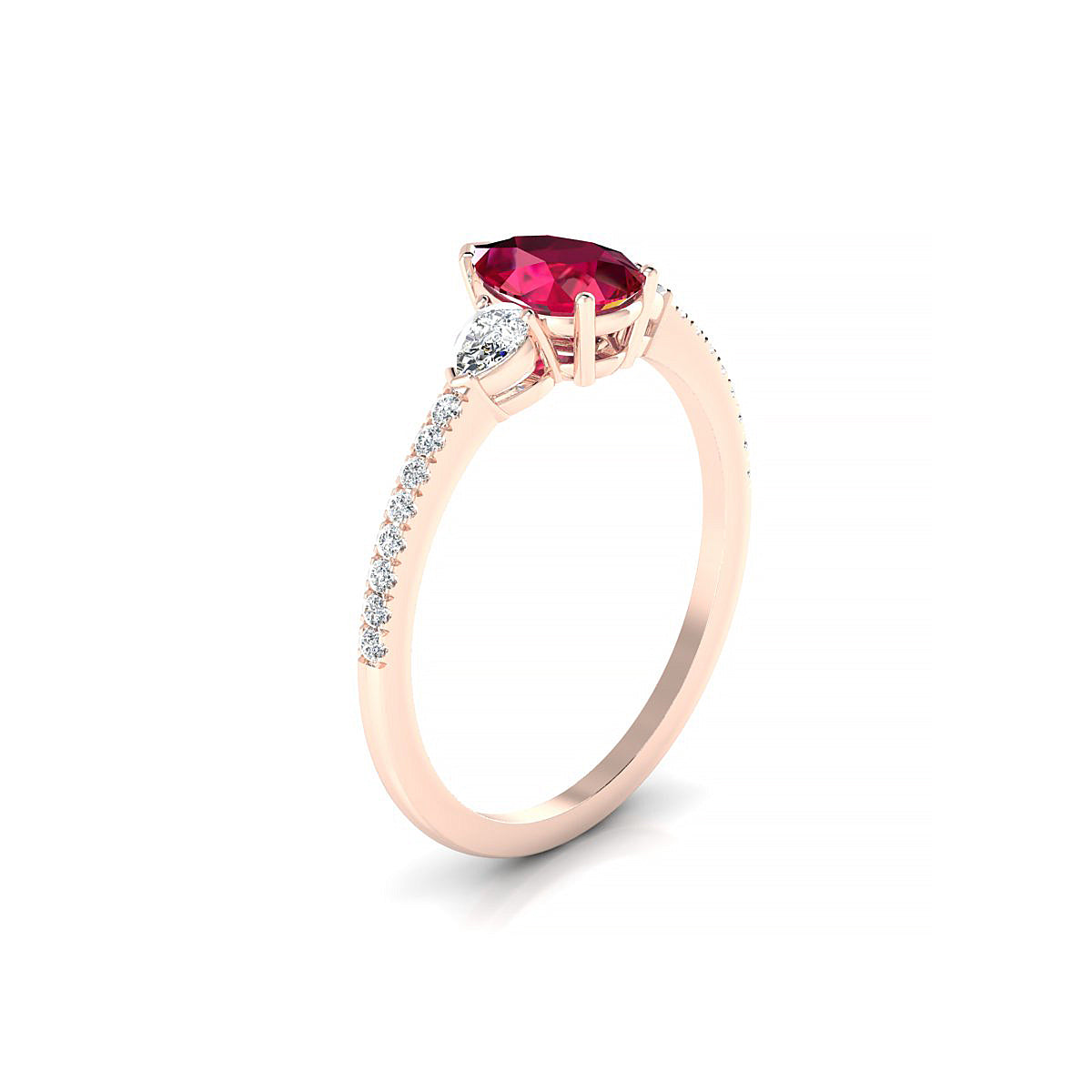 Waterfall | 18k Rose Gold 7 x 5 mm Pear Ruby Ring