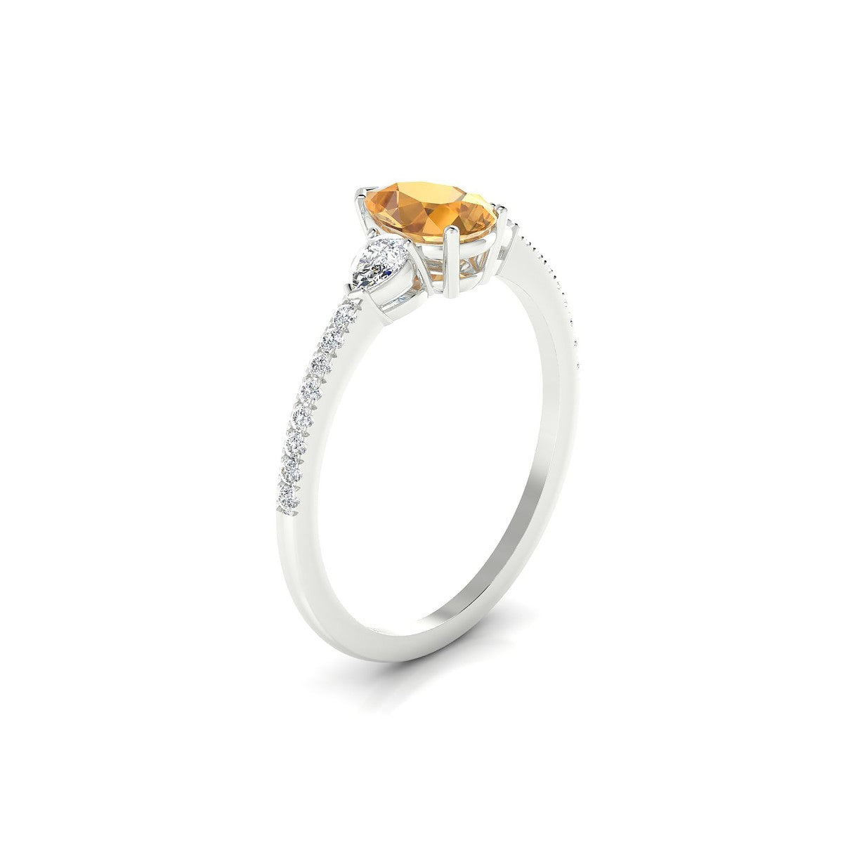 Waterfall | 18k White Gold 7 x 5 mm Pear Citrine Ring