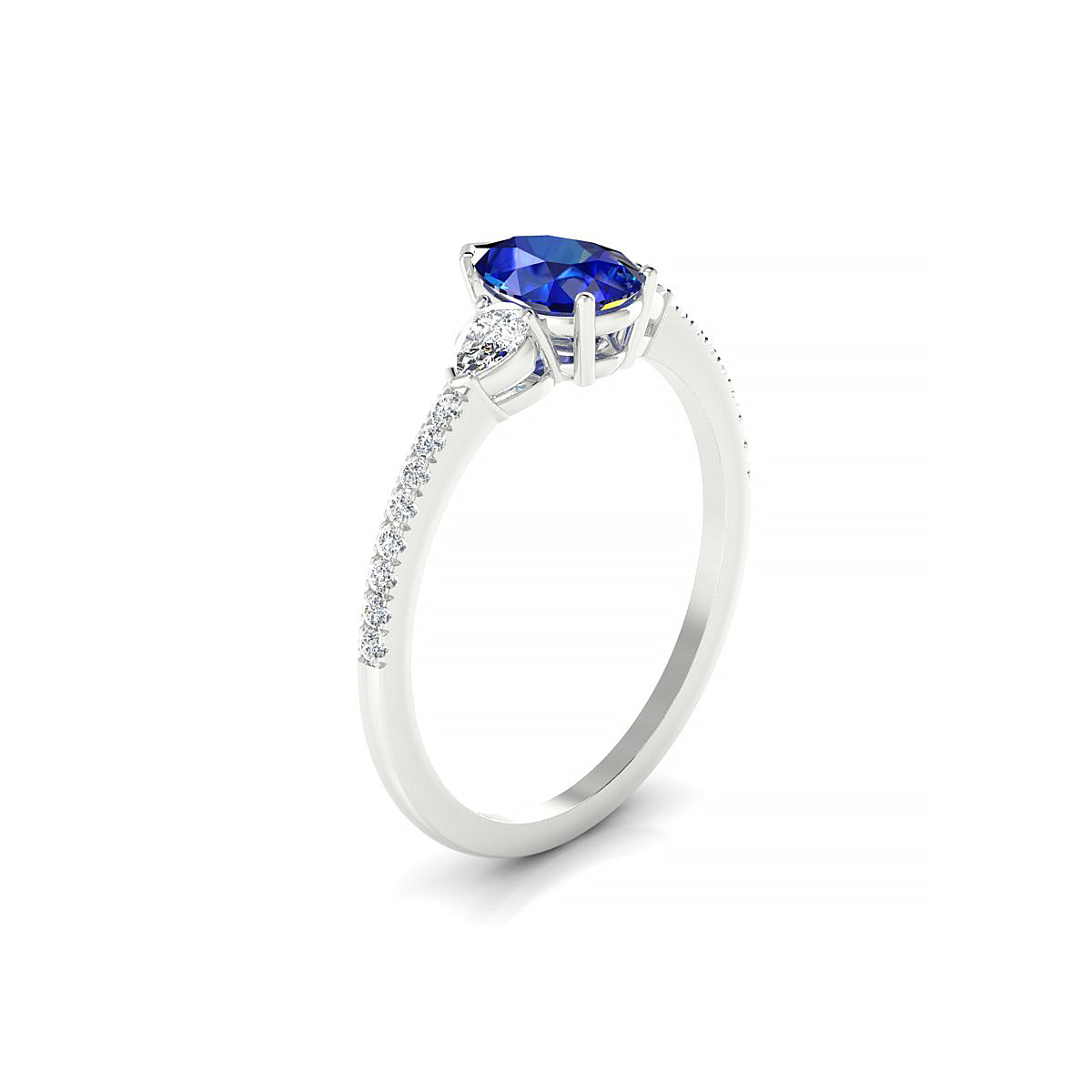 Waterfall | 18k White Gold 7 x 5 mm Pear Sapphire Ring
