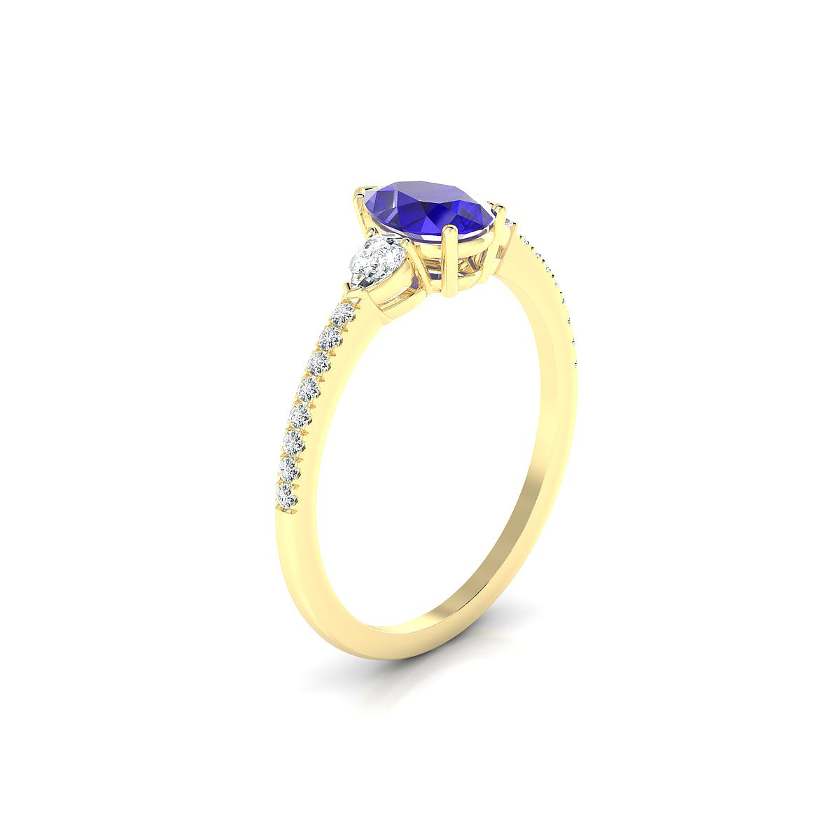 Waterfall | 18k Yellow Gold 7 x 5 mm Pear Tanzanite Ring
