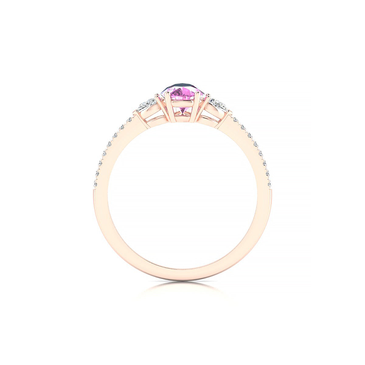 Waterfall | 18k Rose Gold 7 x 5 mm Pear Pink Sapphire Ring