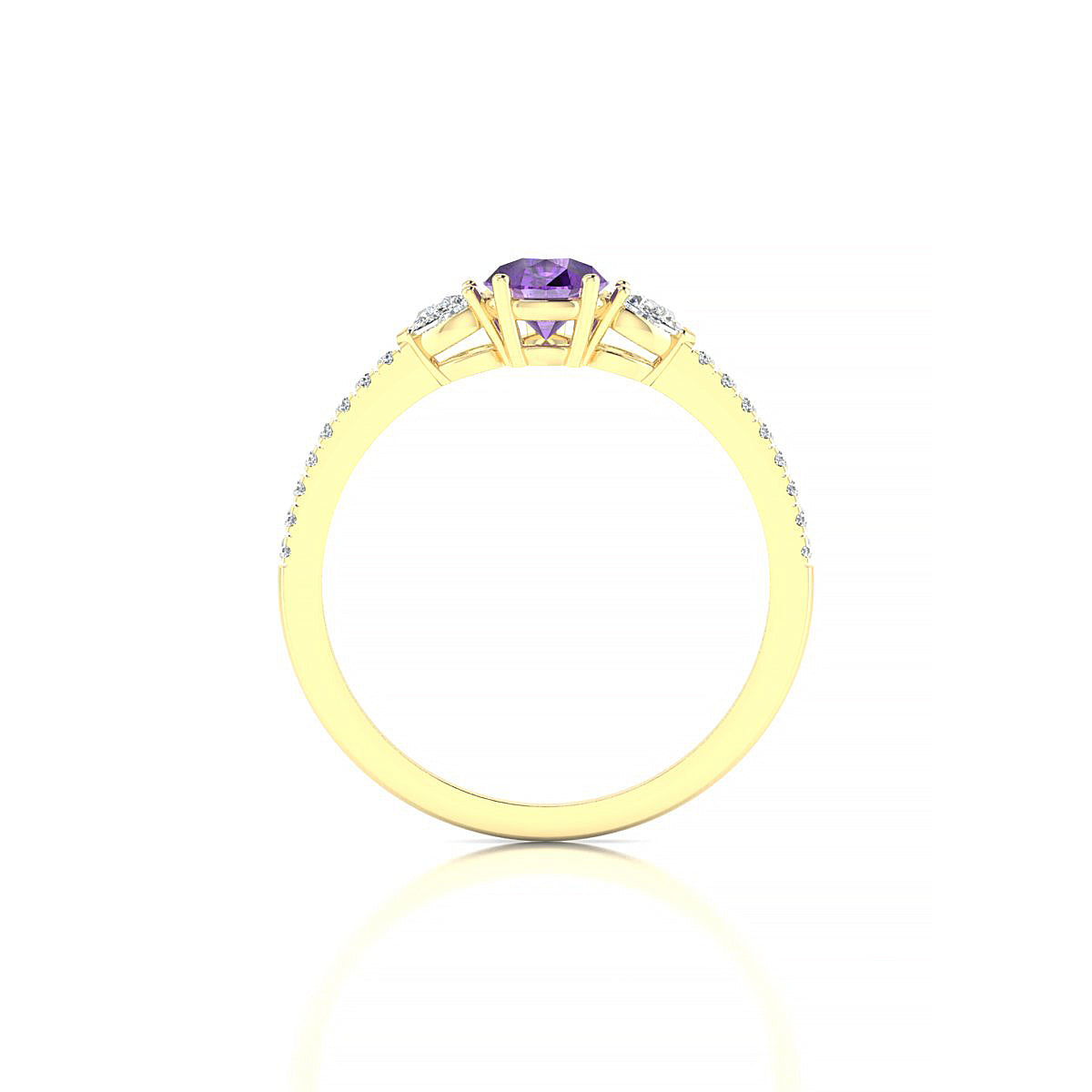 Waterfall | 18k Yellow Gold 7 x 5 mm Pear Amethyst Ring