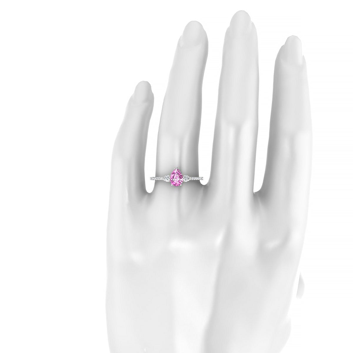 Waterfall | 18k White Gold 7 x 5 mm Pear Pink Sapphire Ring