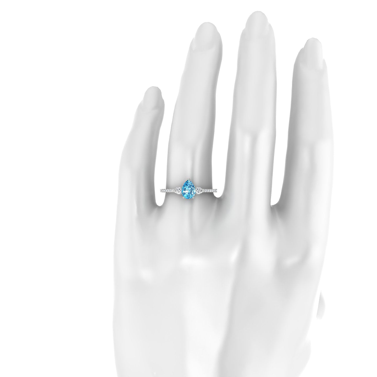 Waterfall | 18k White Gold 7 x 5 mm Pear Topaz Ring