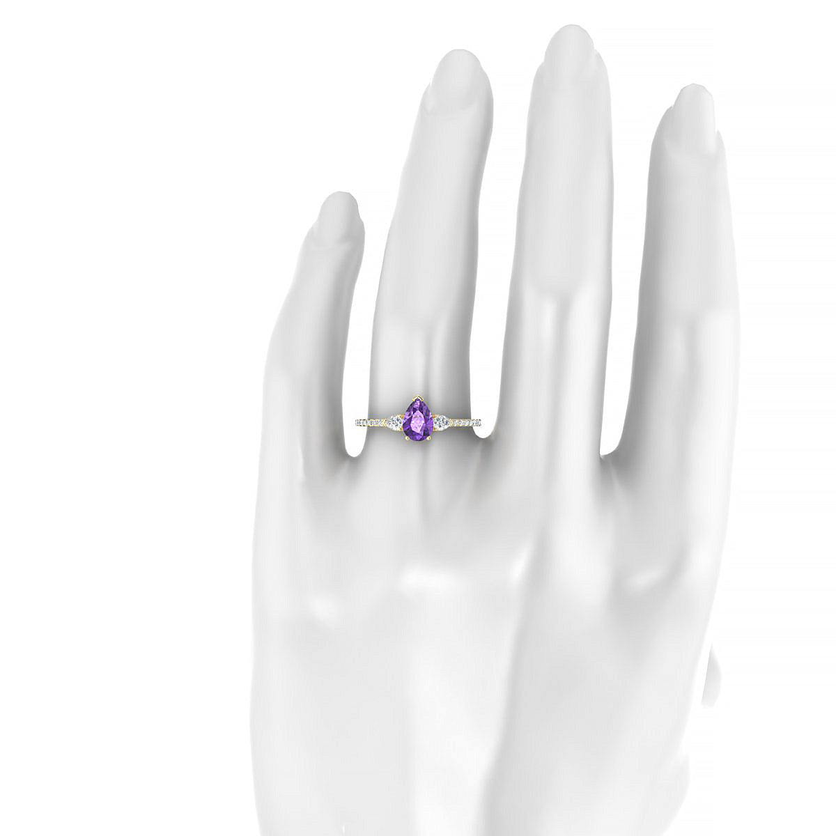 Waterfall | 18k Yellow Gold 7 x 5 mm Pear Amethyst Ring