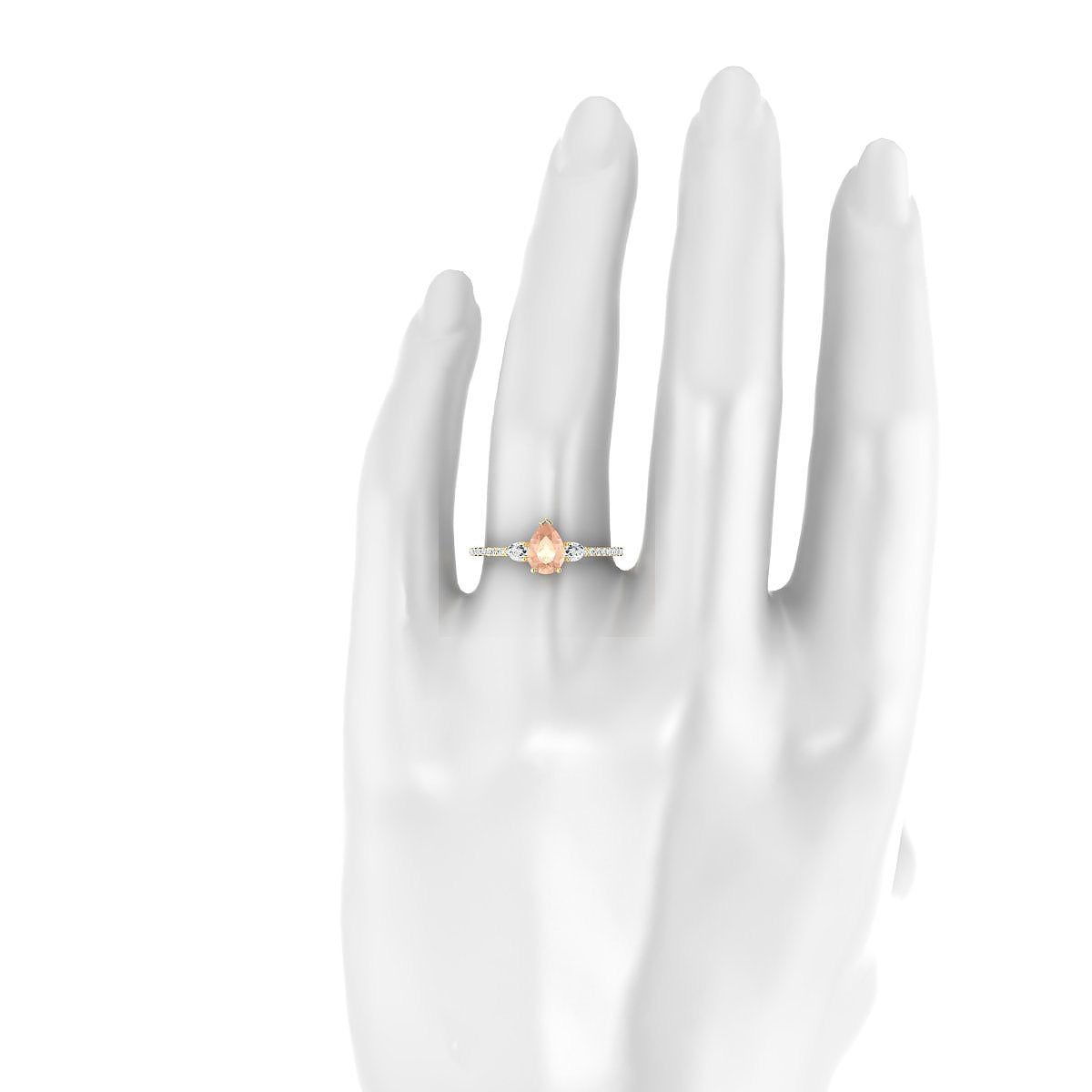Waterfall | 18k Yellow Gold 7 x 5 mm Pear Morganite Ring
