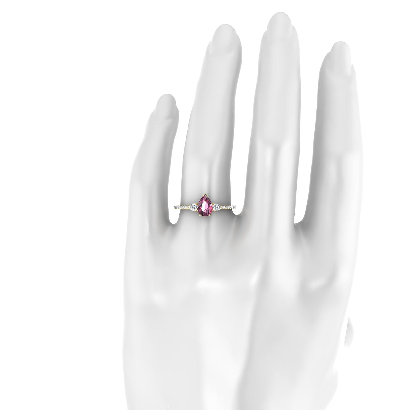 Waterfall | 18k Yellow Gold 7 x 5 mm Pear Rhodolite Ring