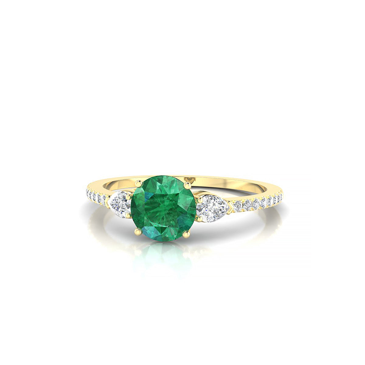 Waterfall | 18k Yellow Gold 6 mm Round Emerald Ring