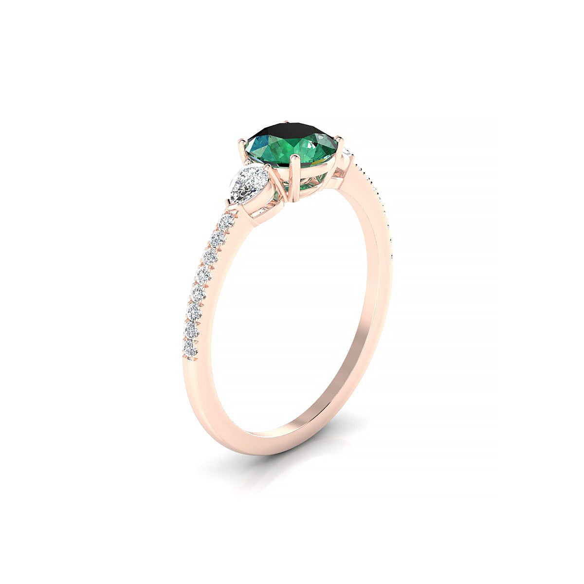 Waterfall | 18k Rose Gold 6 mm Round Emerald Ring