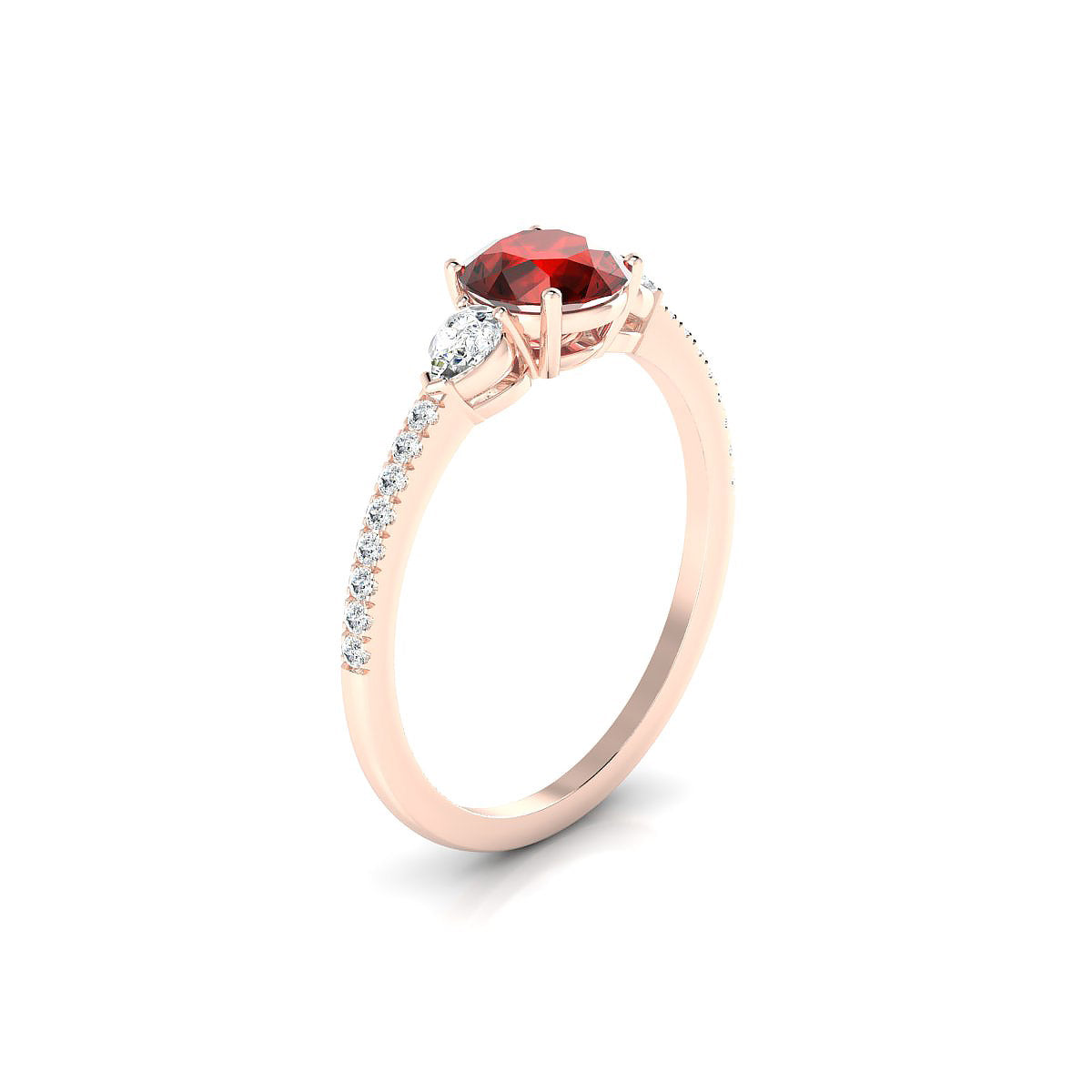 Waterfall | 18k Rose Gold 6 mm Round Garnet Ring