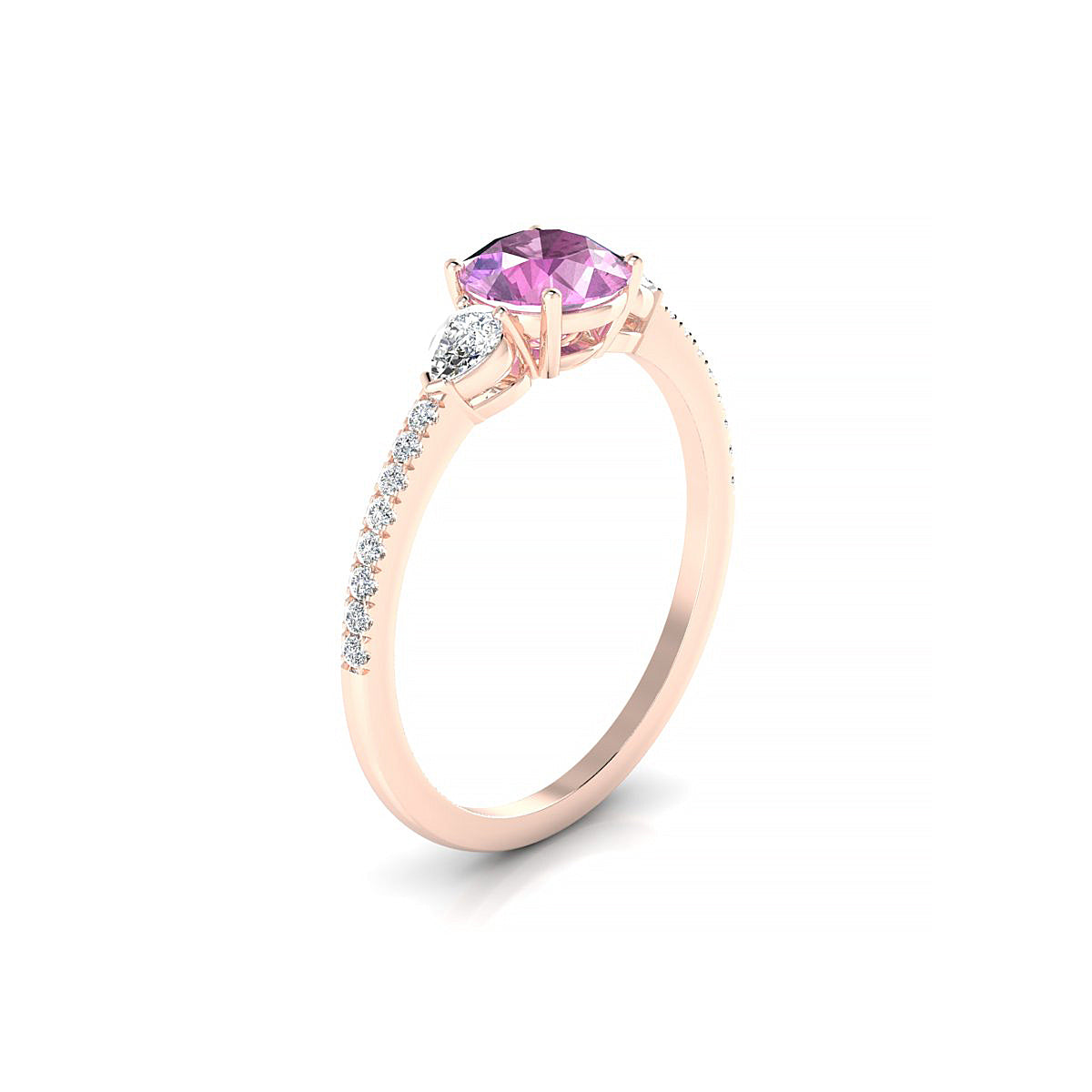 Waterfall | 18k Rose Gold 6 mm Round Pink Sapphire Ring