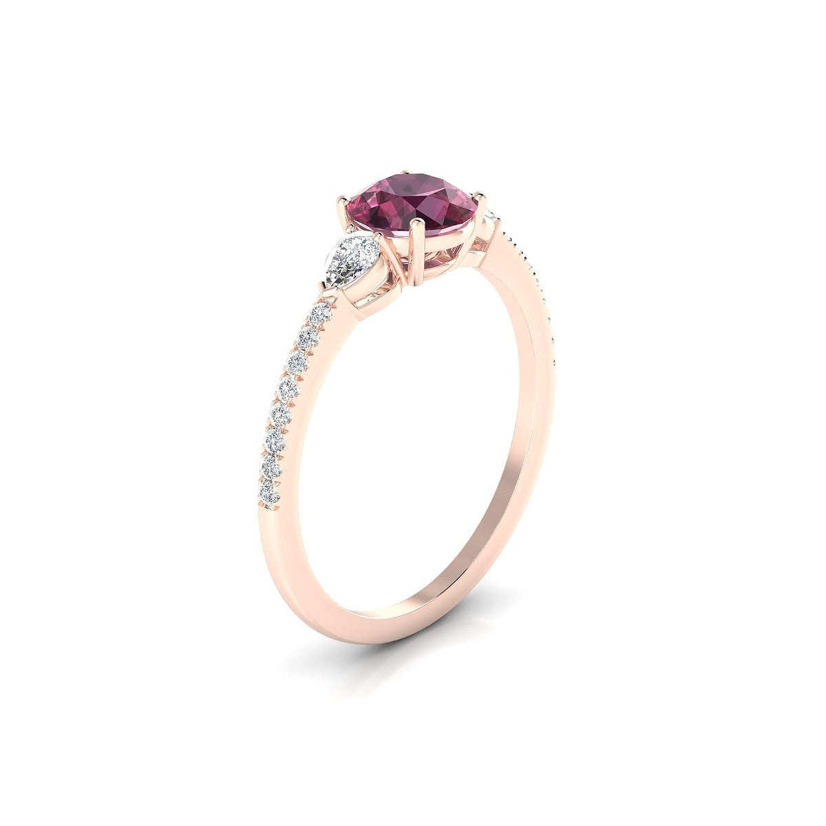 Waterfall | 18k Rose Gold 6 mm Round Rhodolite Ring