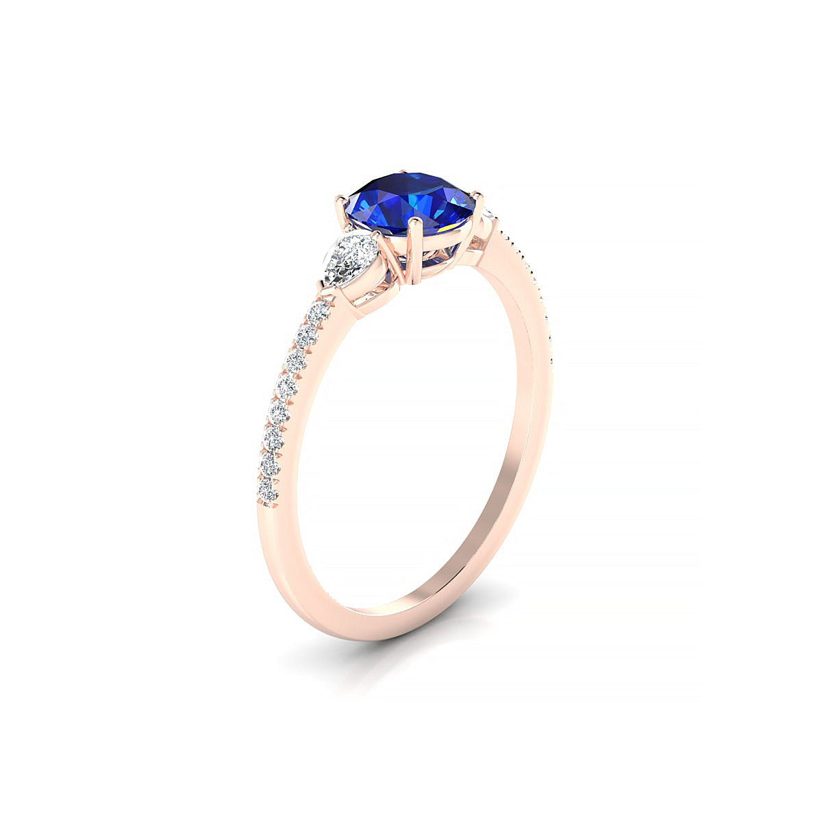 Waterfall | 18k Rose Gold 6 mm Round Sapphire Ring