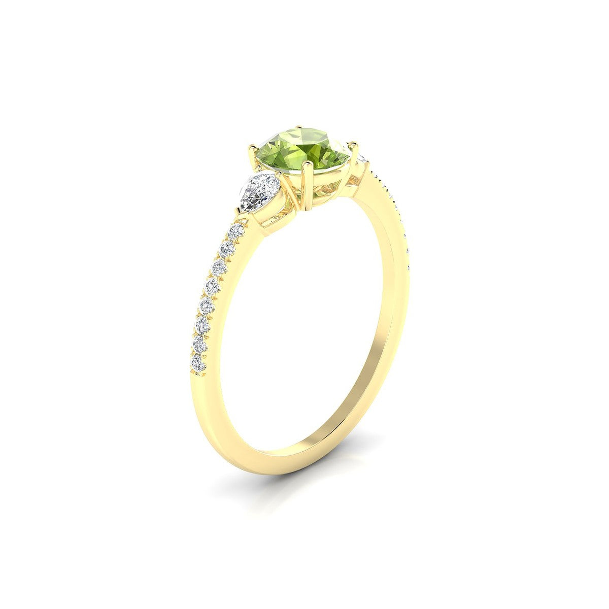 Waterfall | 18k Yellow Gold 6 mm Round Peridot Ring