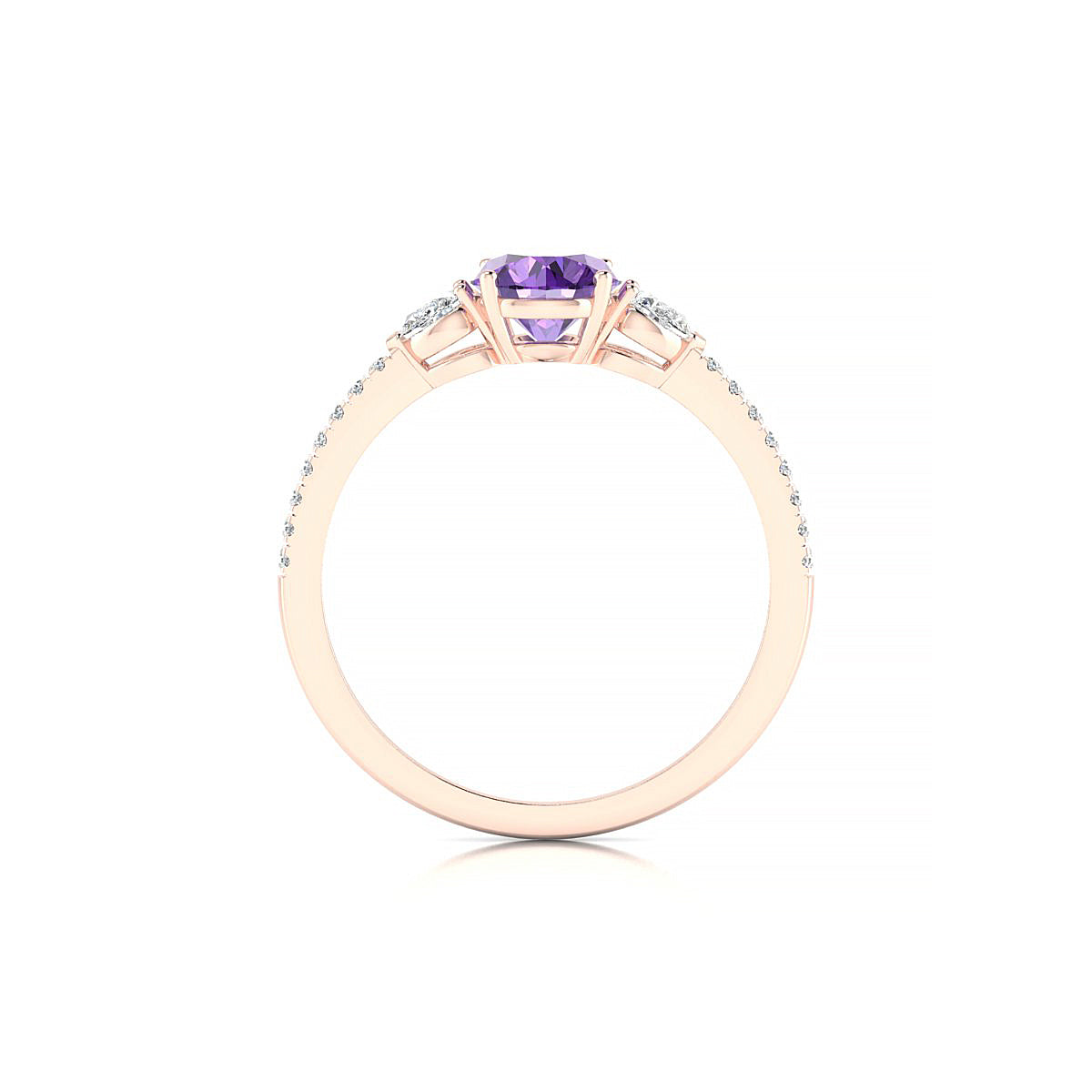 Waterfall | 18k Rose Gold 6 mm Round Amethyst Ring