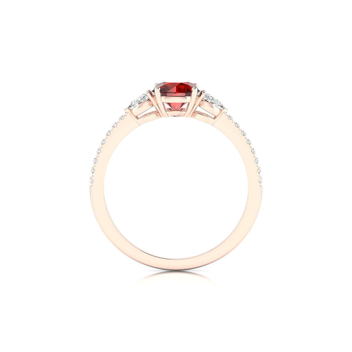 Waterfall | 18k Rose Gold 6 mm Round Garnet Ring