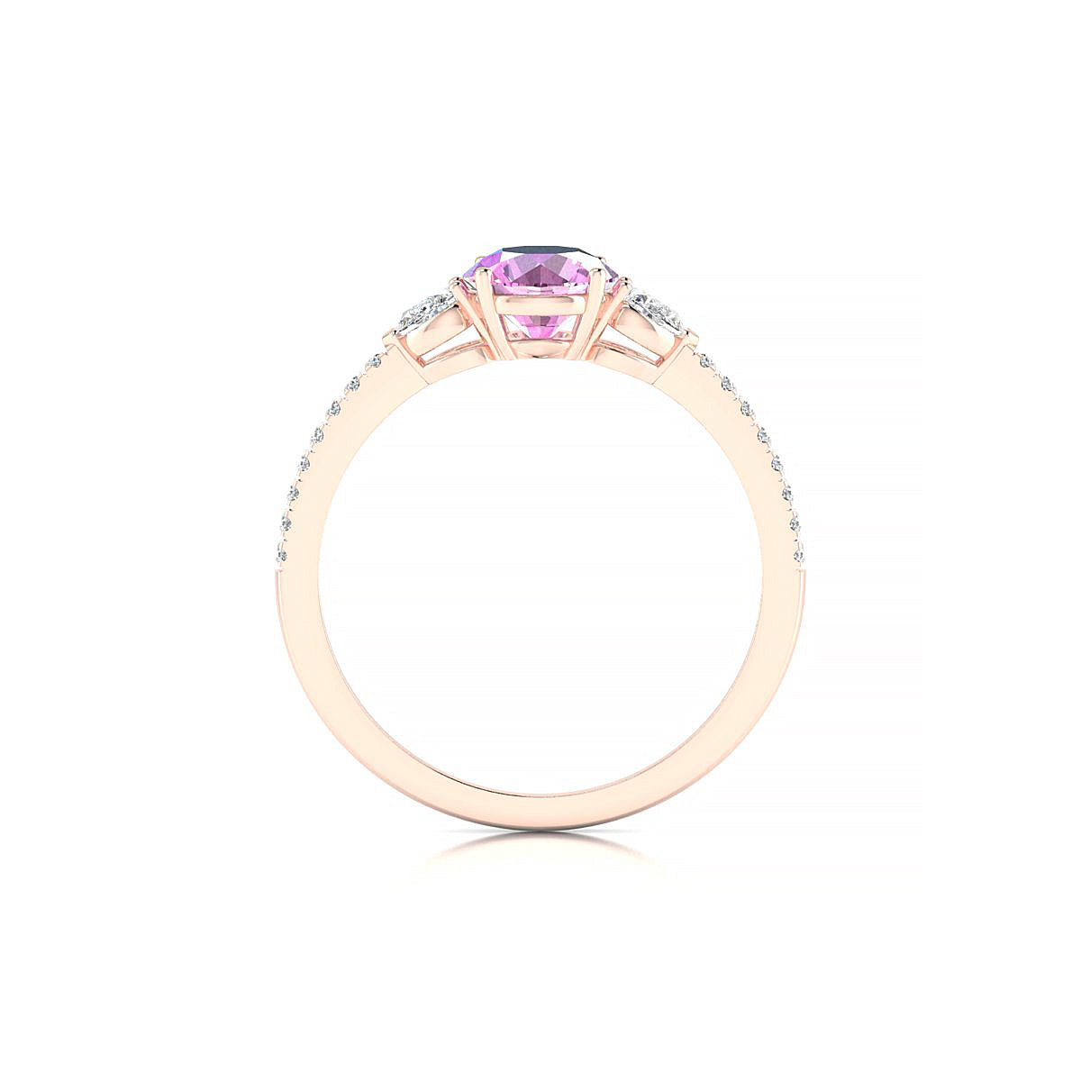 Waterfall | 18k Rose Gold 6 mm Round Pink Sapphire Ring