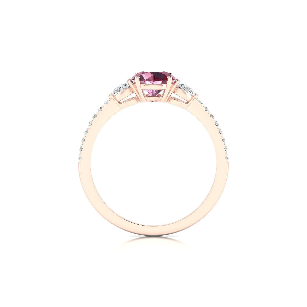 Waterfall | 18k Rose Gold 6 mm Round Rhodolite Ring