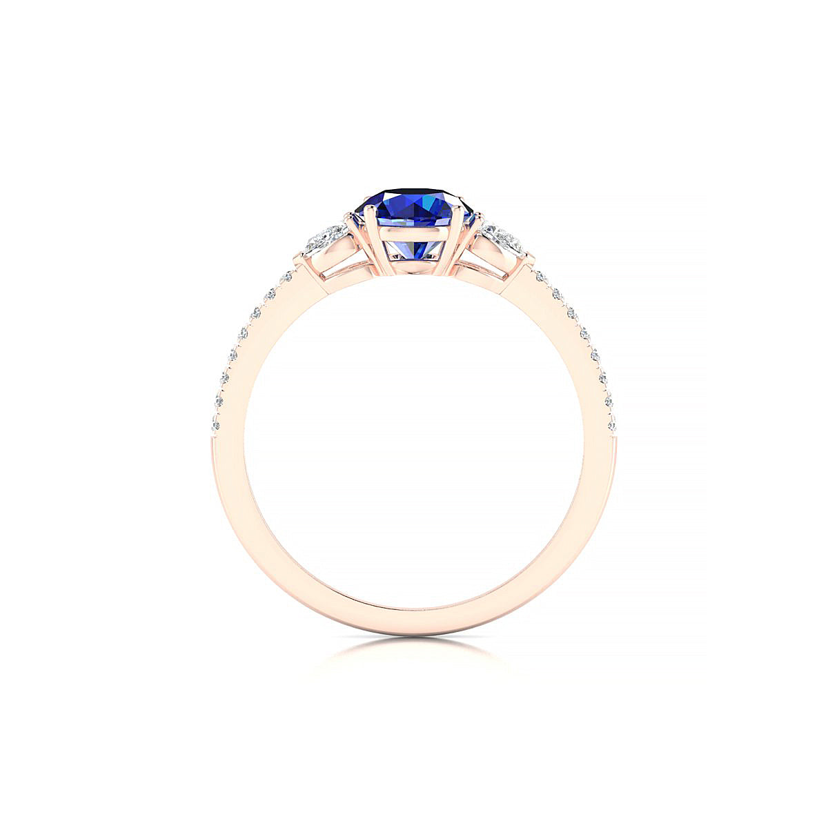Waterfall | 18k Rose Gold 6 mm Round Sapphire Ring