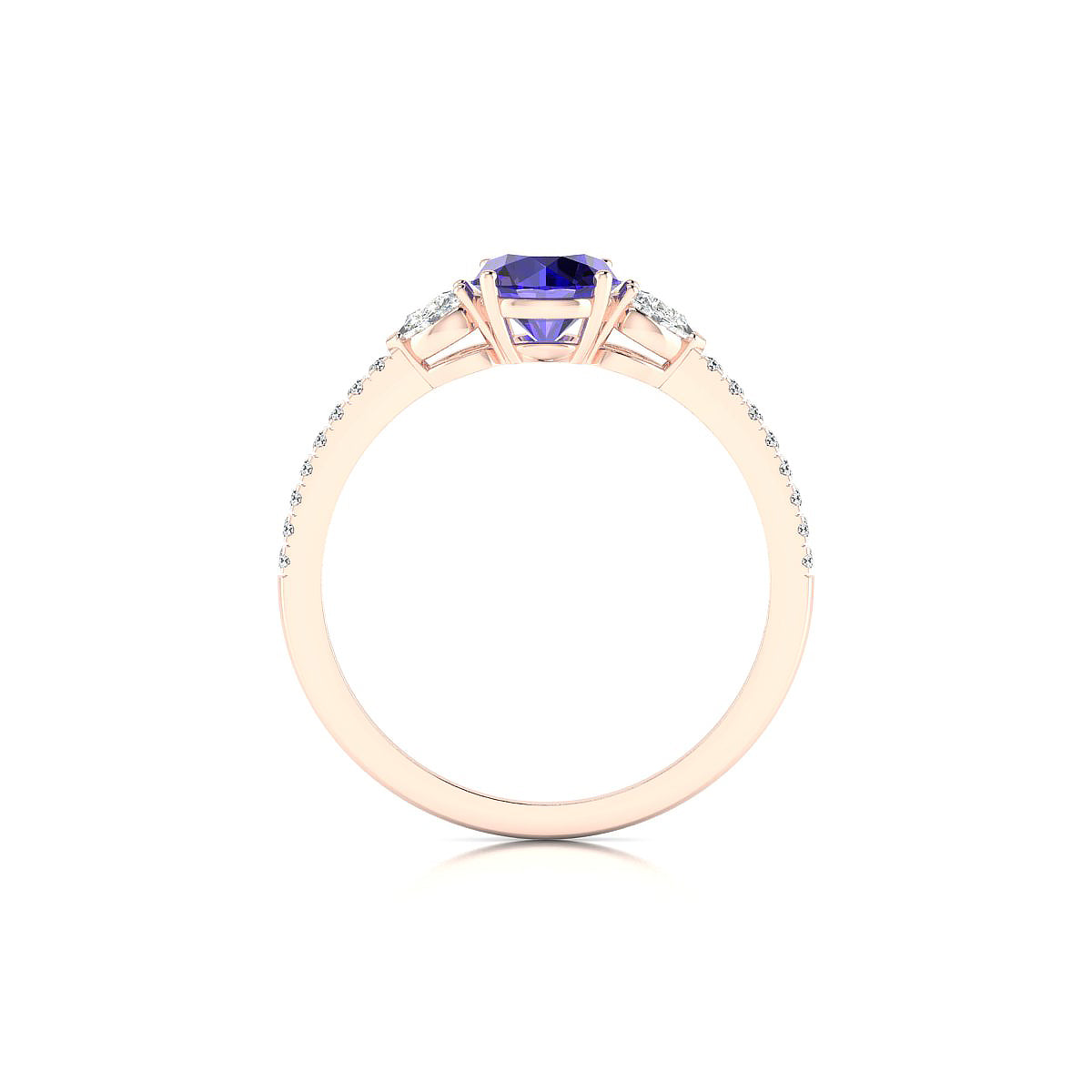 Waterfall | 18k Rose Gold 6 mm Round Tanzanite Ring