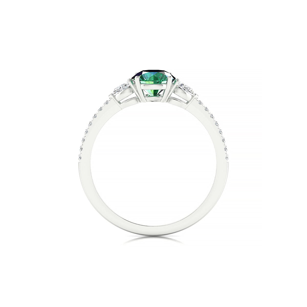 Waterfall | 18k White Gold 6 mm Round Emerald Ring