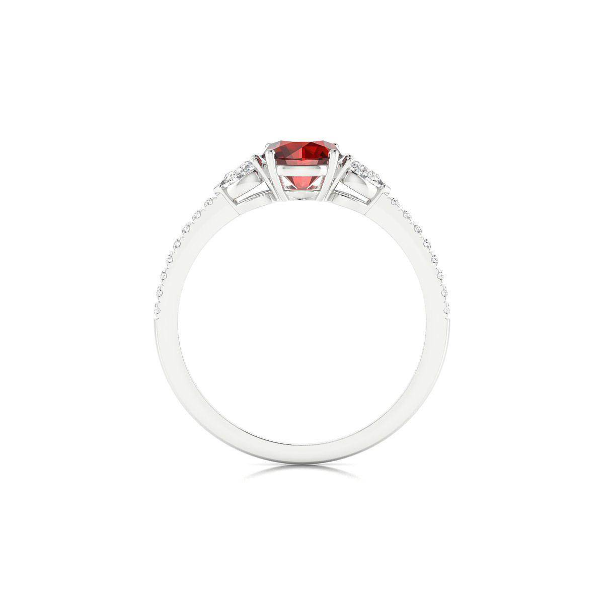 Waterfall | 18k White Gold 6 mm Round Garnet Ring