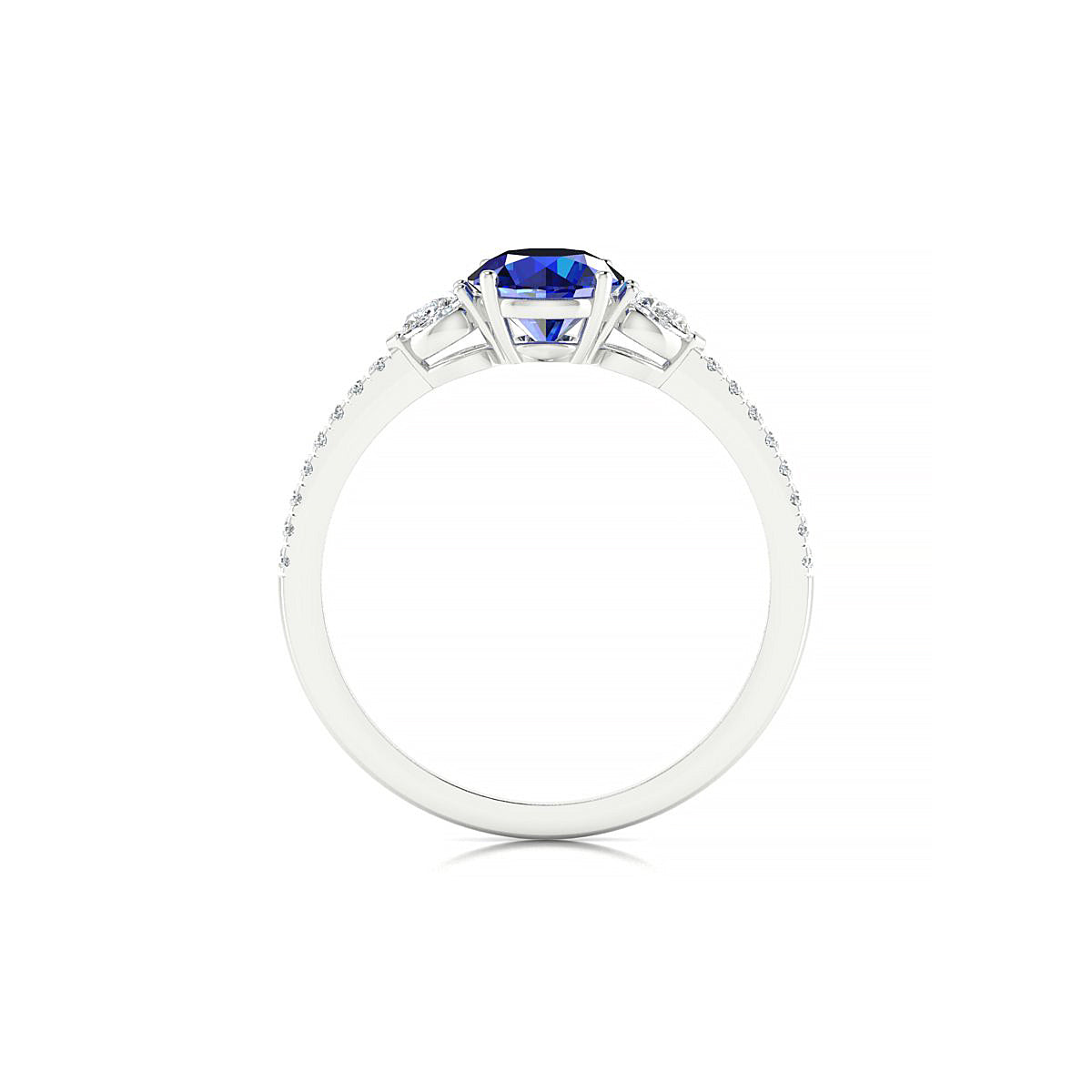 Waterfall | 18k White Gold 6 mm Round Sapphire Ring