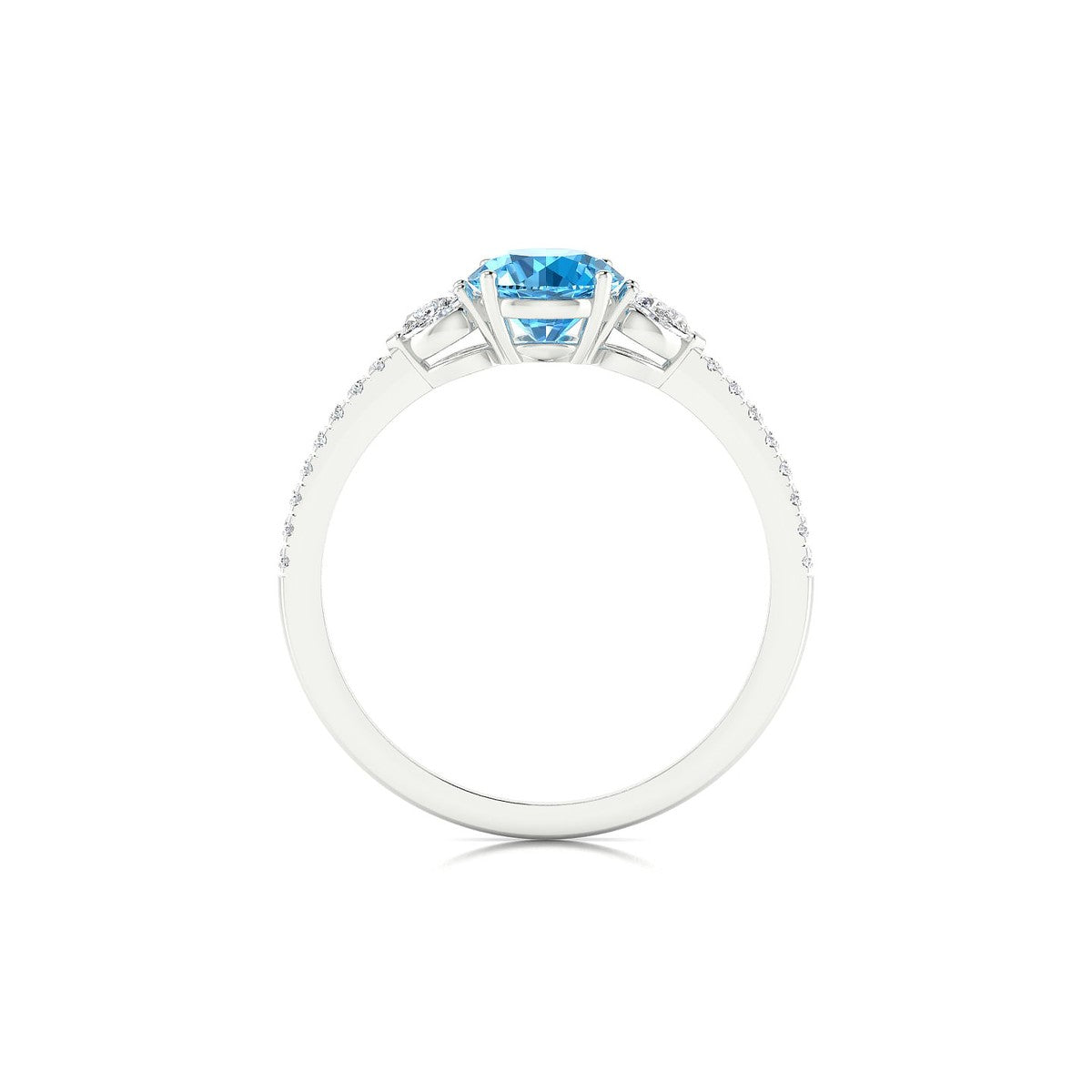 Waterfall | 18k White Gold 6 mm Round Topaz Ring