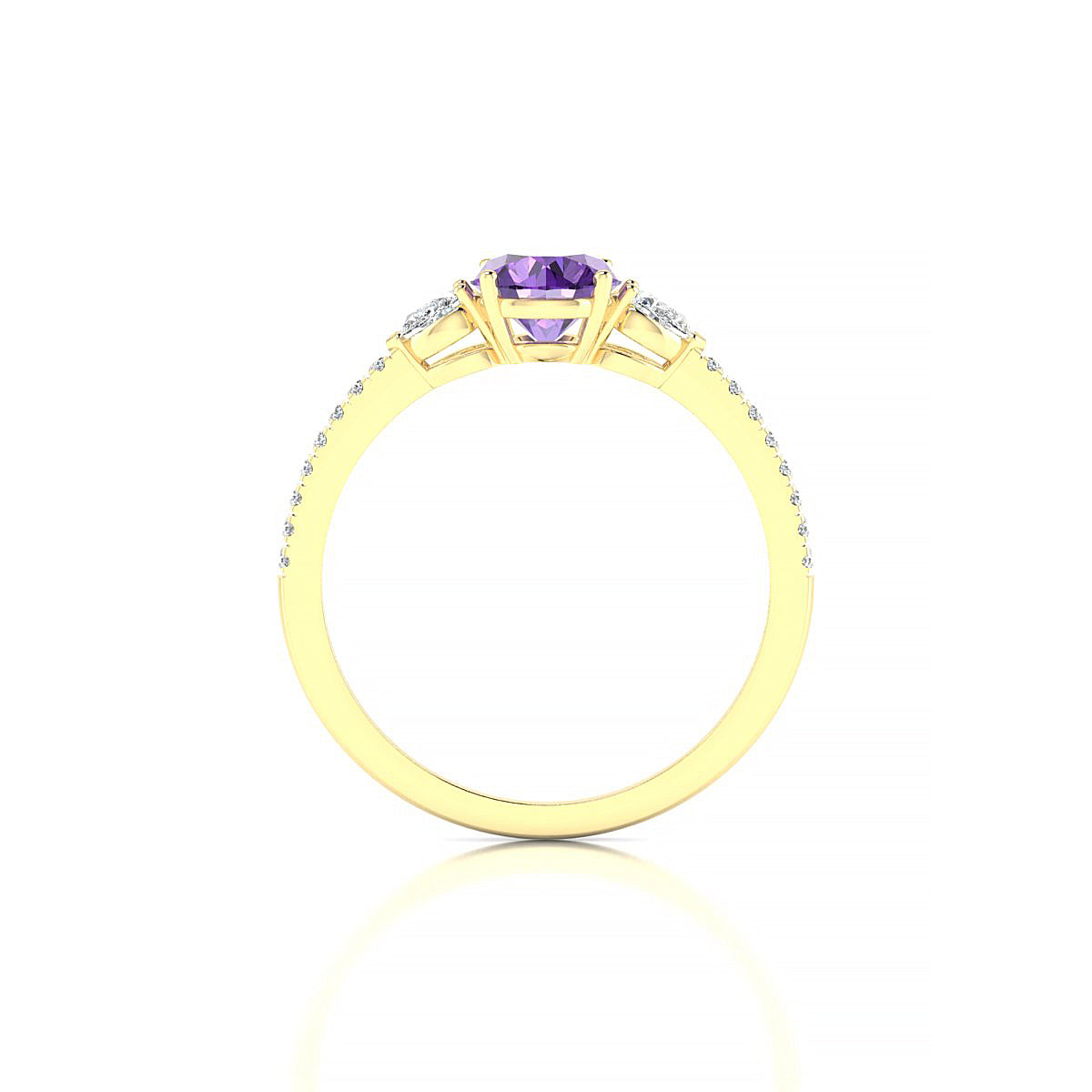 Waterfall | 18k Yellow Gold 6 mm Round Amethyst Ring