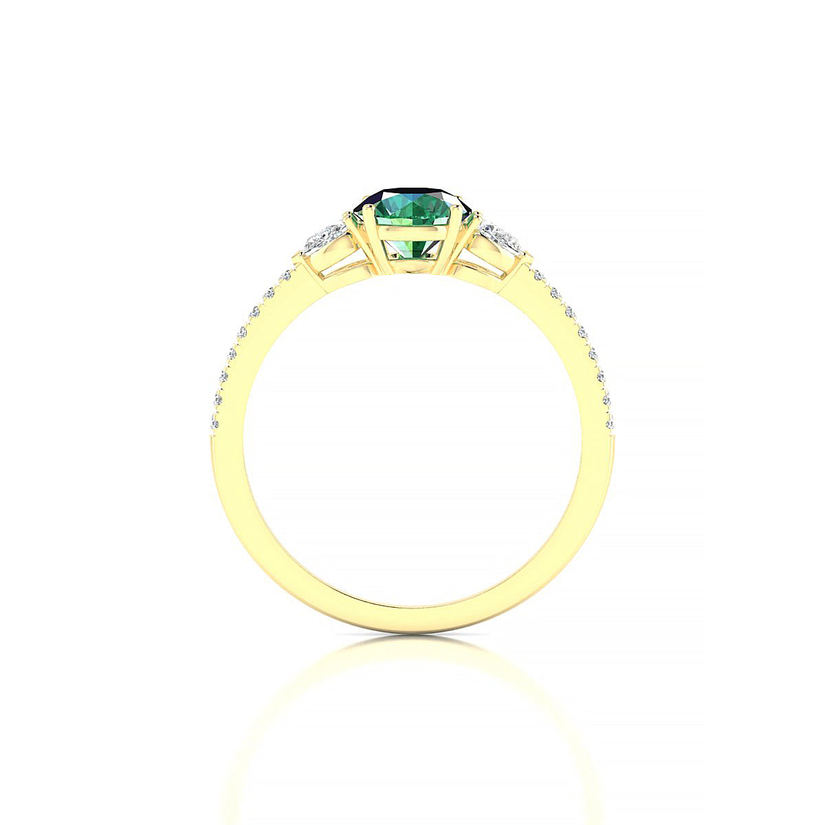 Waterfall | 18k Yellow Gold 6 mm Round Emerald Ring