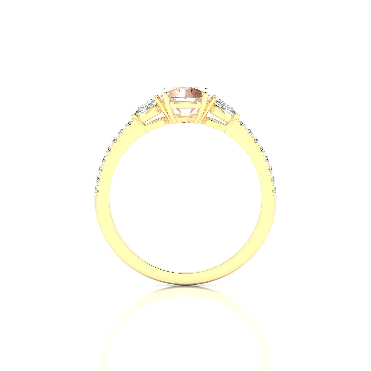 Waterfall | 18k Yellow Gold 6 mm Round Morganite Ring
