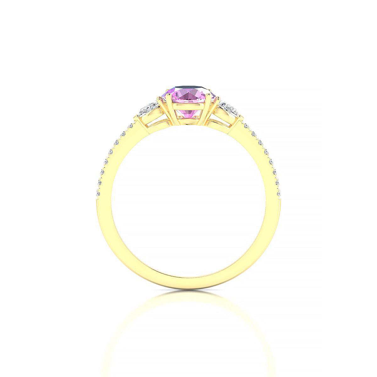 Waterfall | 18k Yellow Gold 6 mm Round Pink Sapphire Ring
