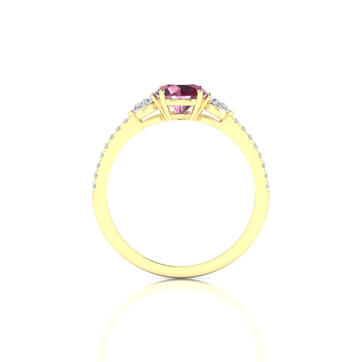 Waterfall | 18k Yellow Gold 6 mm Round Rhodolite Ring