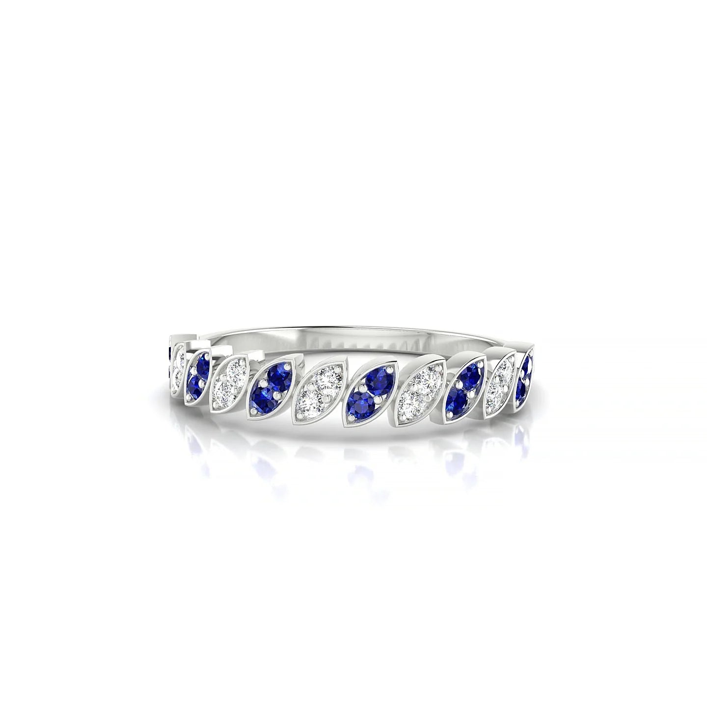 Whisper | 18k White Gold 1.3 mm Round Sapphire & Diamond Ring